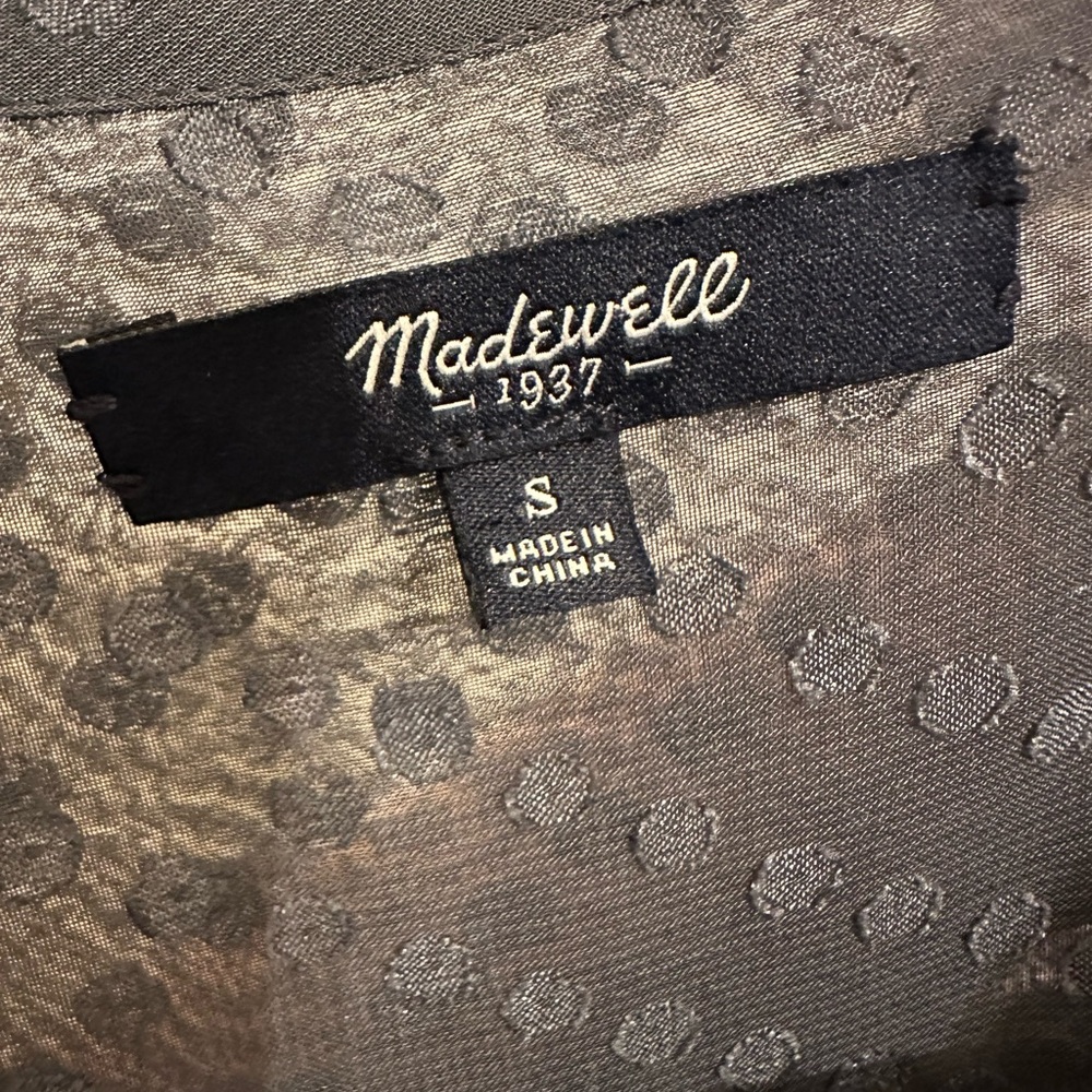 Madewell button up Blouse Long Sleeves Gray Ice Leaf Blouse Top Sheer S #39 - Picture 6 of 6